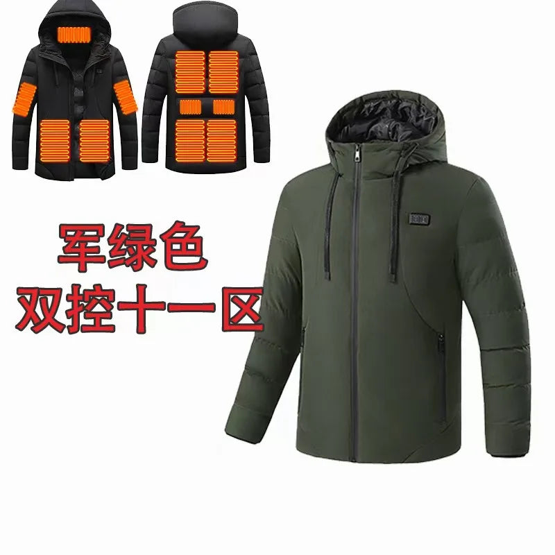 Heatable Outdoor Cotton Jacket Smart Heating Casual Winter Coat for Men And Women Thickened Polyester Fiber Zipper Closure