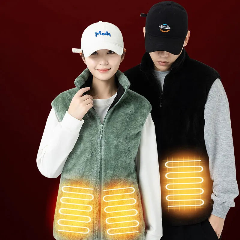 Heated Vest Intelligent Heating Area Vest Men Women Winter 9 Area Heated Vest Heating Thermal Vest (Not Included The Power Bank)