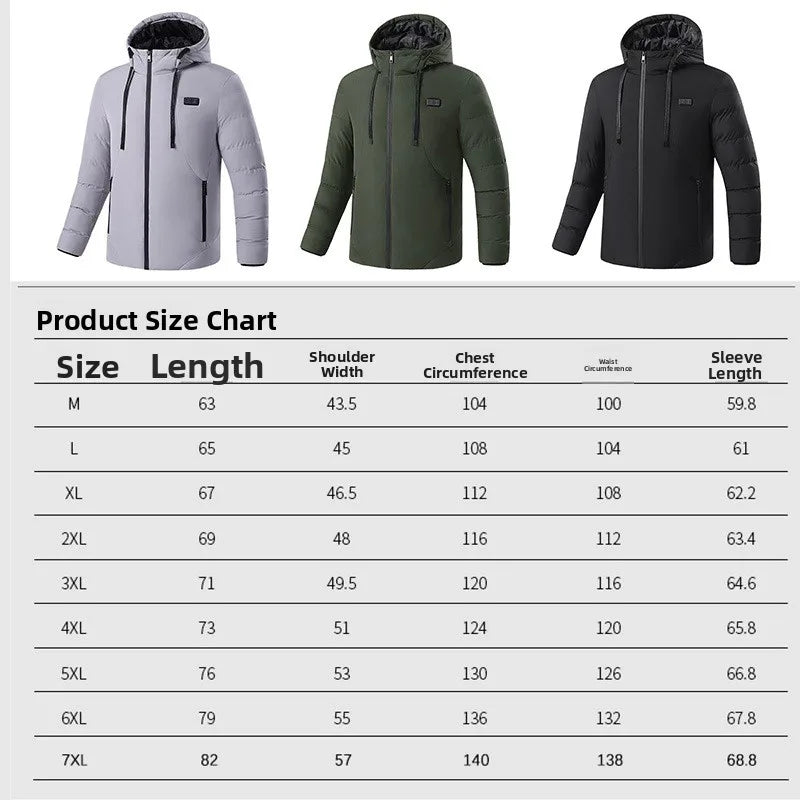 Heatable Outdoor Cotton Jacket Smart Heating Casual Winter Coat for Men And Women Thickened Polyester Fiber Zipper Closure