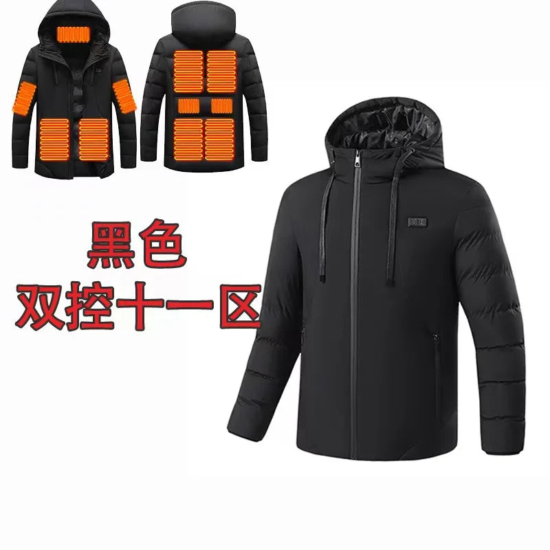 Heatable Outdoor Cotton Jacket Smart Heating Casual Winter Coat for Men And Women Thickened Polyester Fiber Zipper Closure