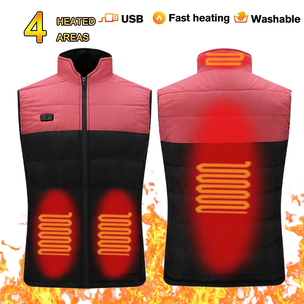 21 Area Heated Vest Jacket Women Winter Smart Heating Vest  Outdoor Flexible Thermal Clothes Winter Warm Outdoor Hiking Fishing