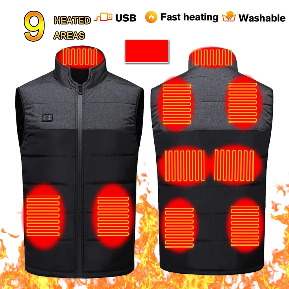 21 Area Heated Vest Jacket Women Winter Smart Heating Vest  Outdoor Flexible Thermal Clothes Winter Warm Outdoor Hiking Fishing