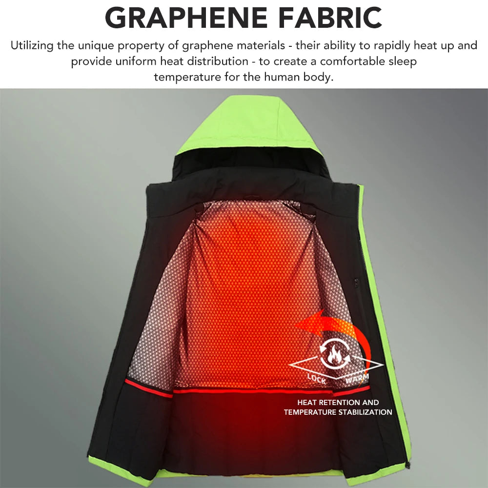 Fashion Ski Graphene Heated Jacket Couple Style Waterproof Heated Warm Coat Functional Heated Self Heating Clothes Warm Parka