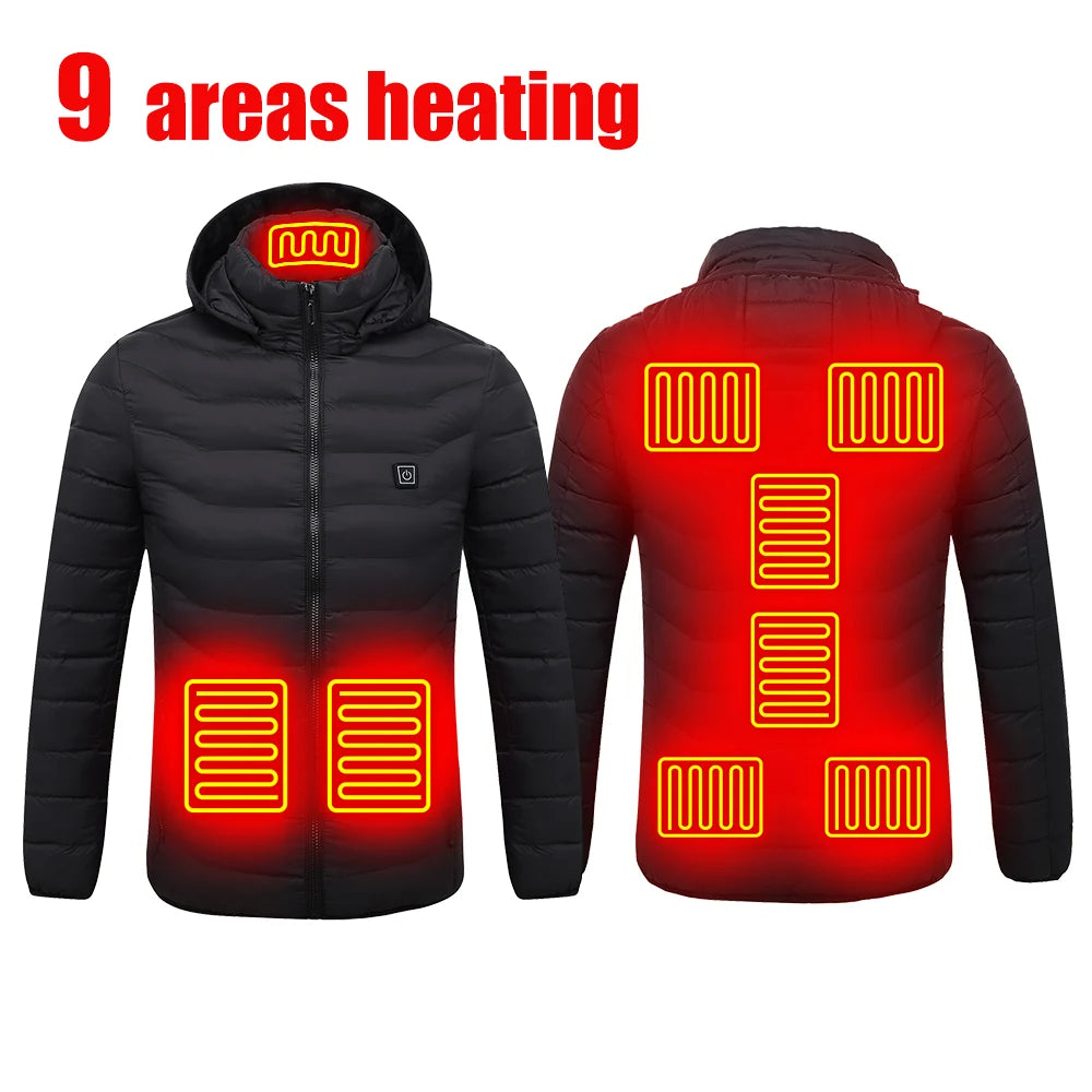 21 Areas Heated Jacket Men Electric Heating Jackets Heated Down Coat Men Women Clothing Winter Heatable Cotton Jacket