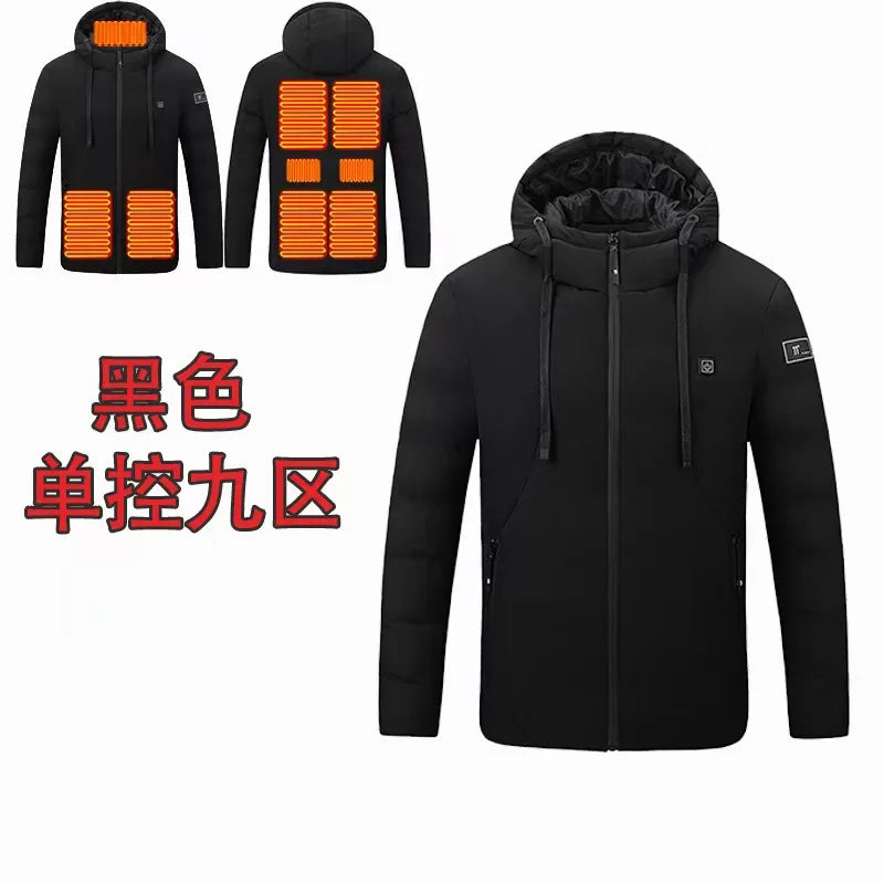 Heatable Outdoor Cotton Jacket Smart Heating Casual Winter Coat for Men And Women Thickened Polyester Fiber Zipper Closure
