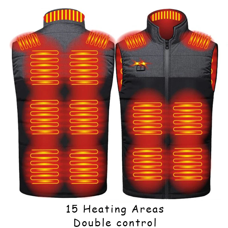 21 Area Heated Vest Jacket Women Winter Smart Heating Vest  Outdoor Flexible Thermal Clothes Winter Warm Outdoor Hiking Fishing