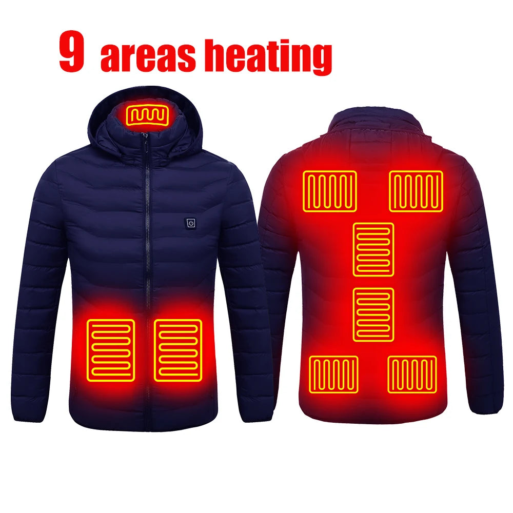 21 Areas Heated Jacket Men Electric Heating Jackets Heated Down Coat Men Women Clothing Winter Heatable Cotton Jacket