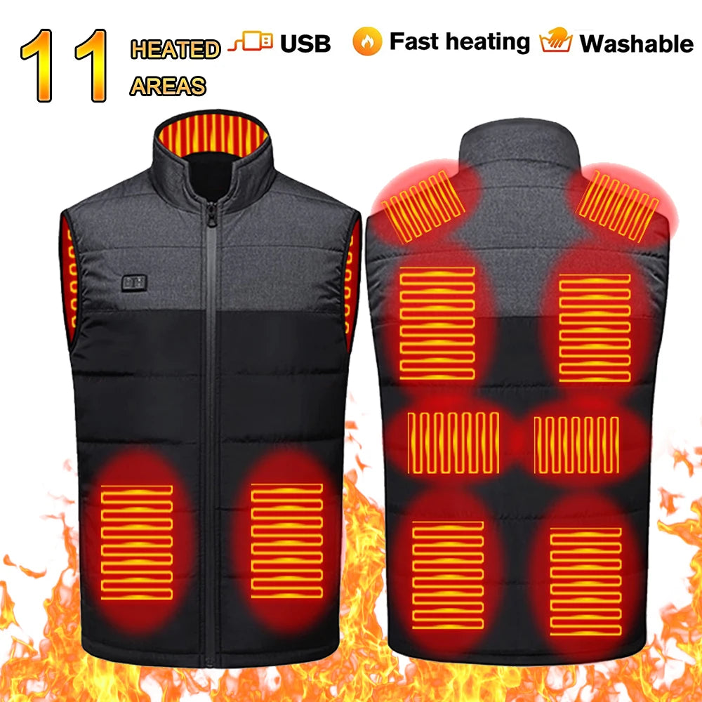 21 Area Heated Vest Jacket Women Winter Smart Heating Vest  Outdoor Flexible Thermal Clothes Winter Warm Outdoor Hiking Fishing