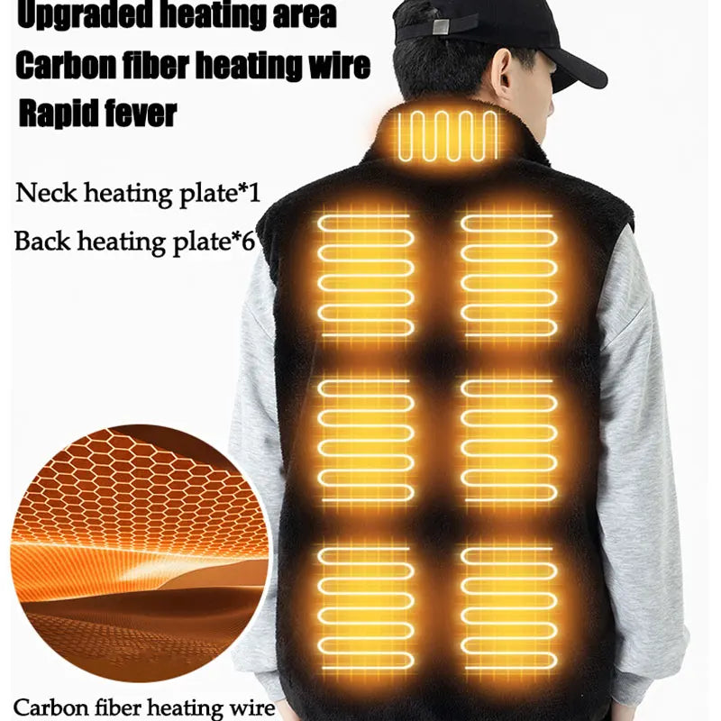 Heated Vest Intelligent Heating Area Vest Men Women Winter 9 Area Heated Vest Heating Thermal Vest (Not Included The Power Bank)