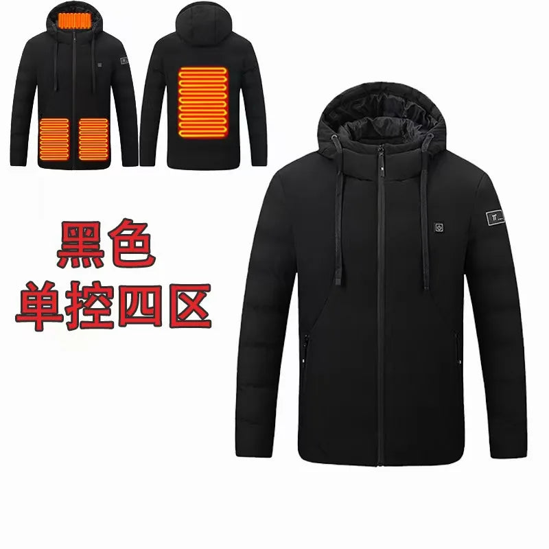 Heatable Outdoor Cotton Jacket Smart Heating Casual Winter Coat for Men And Women Thickened Polyester Fiber Zipper Closure