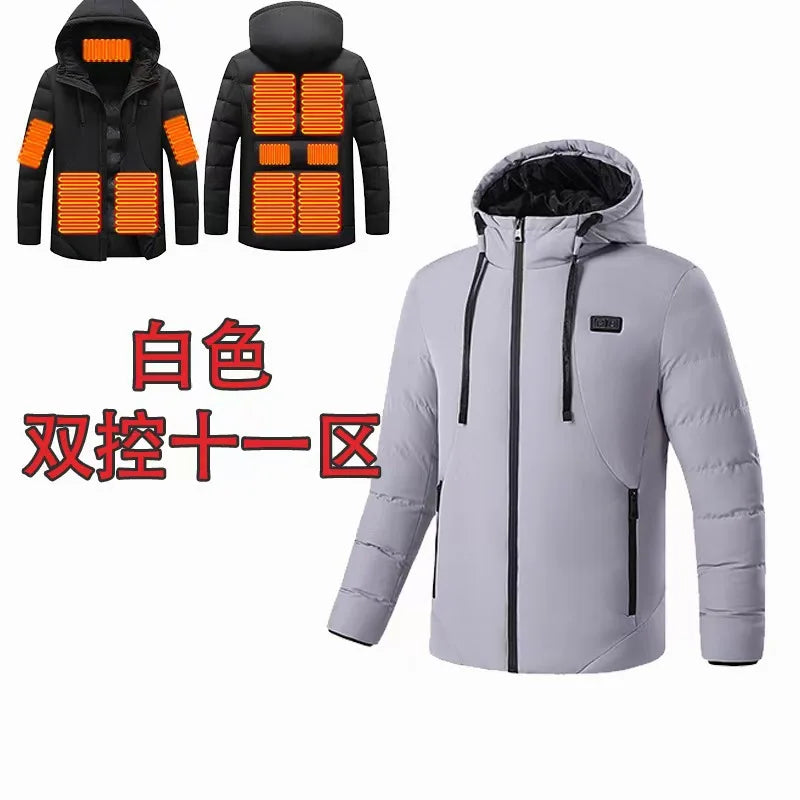 Heatable Outdoor Cotton Jacket Smart Heating Casual Winter Coat for Men And Women Thickened Polyester Fiber Zipper Closure