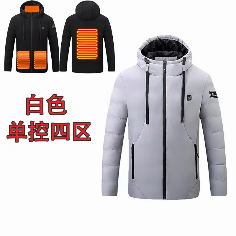 Heatable Outdoor Cotton Jacket Smart Heating Casual Winter Coat for Men And Women Thickened Polyester Fiber Zipper Closure
