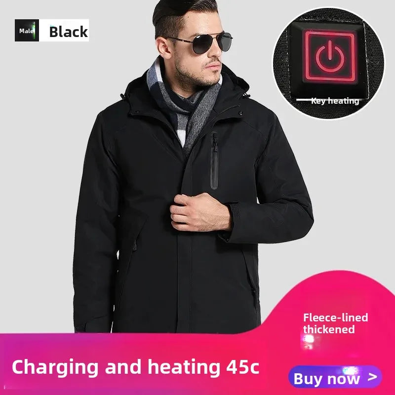 Smart Temperature Control Heating Clothes Outdoor down Jacket USB Charging Instant Heating Cotton Vest Winter Men's Wear