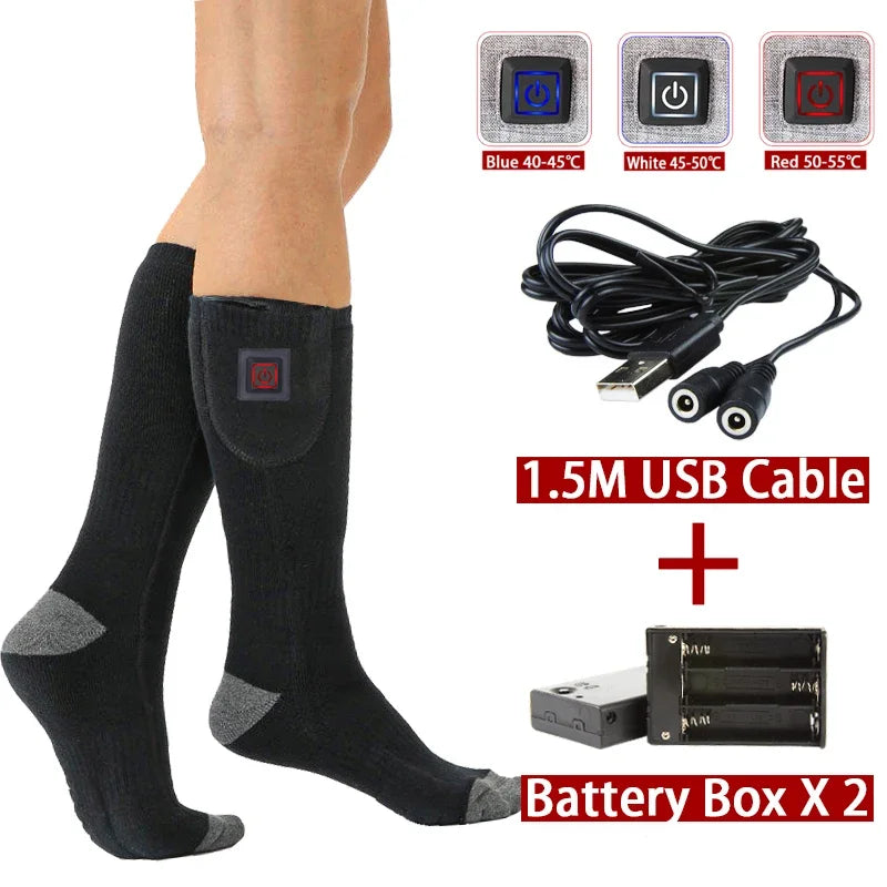 Winter Electric Heated Socks Men's Women's Thermal Heating Thermosocks Foot Warmer Socks Trekking Ski Cycling Outdoor Warm Socks
