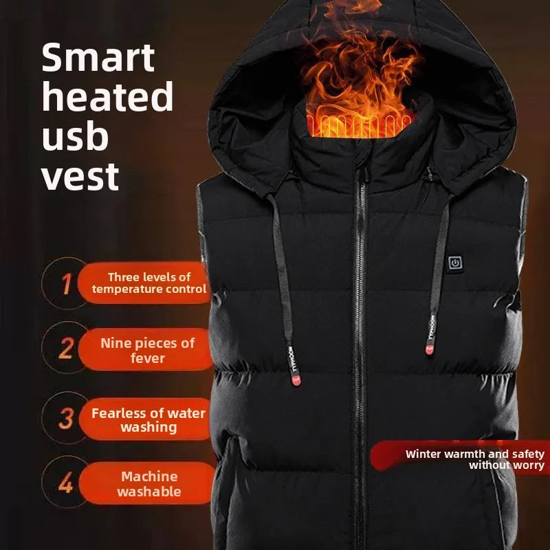 Heated Electric Vest Intelligent Self-Heating down Cotton Women's Charging Heating Smart Thermal Control Warm Clothes