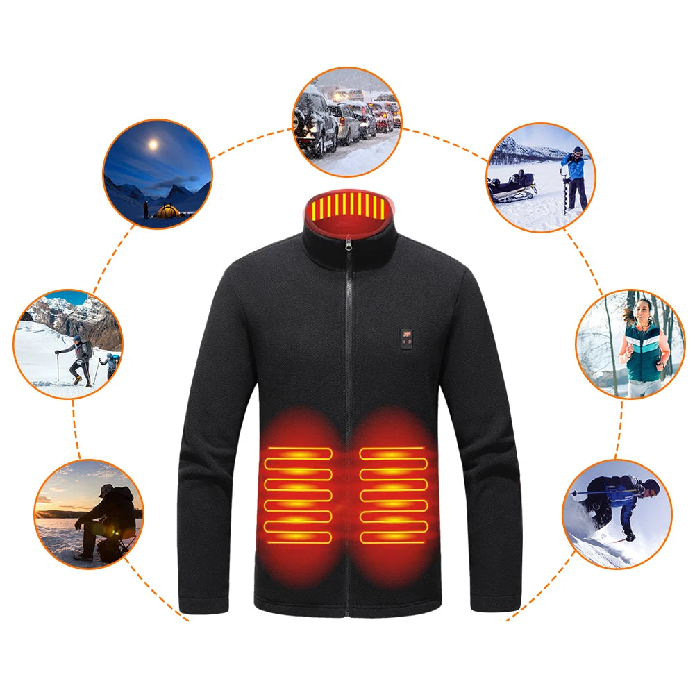 9 Heated Area Heated Jacket USB Charging Heated Insulated Jackets 3 Gear Temperature Heating Jackets Coat for Outdoor Activities