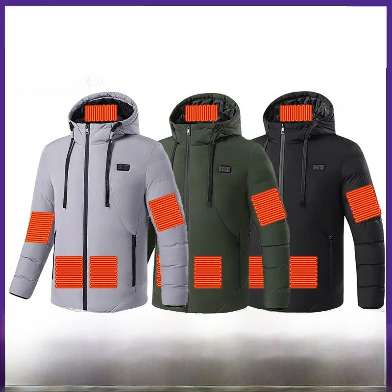 Heatable Outdoor Cotton Jacket Smart Heating Casual Winter Coat for Men And Women Thickened Polyester Fiber Zipper Closure