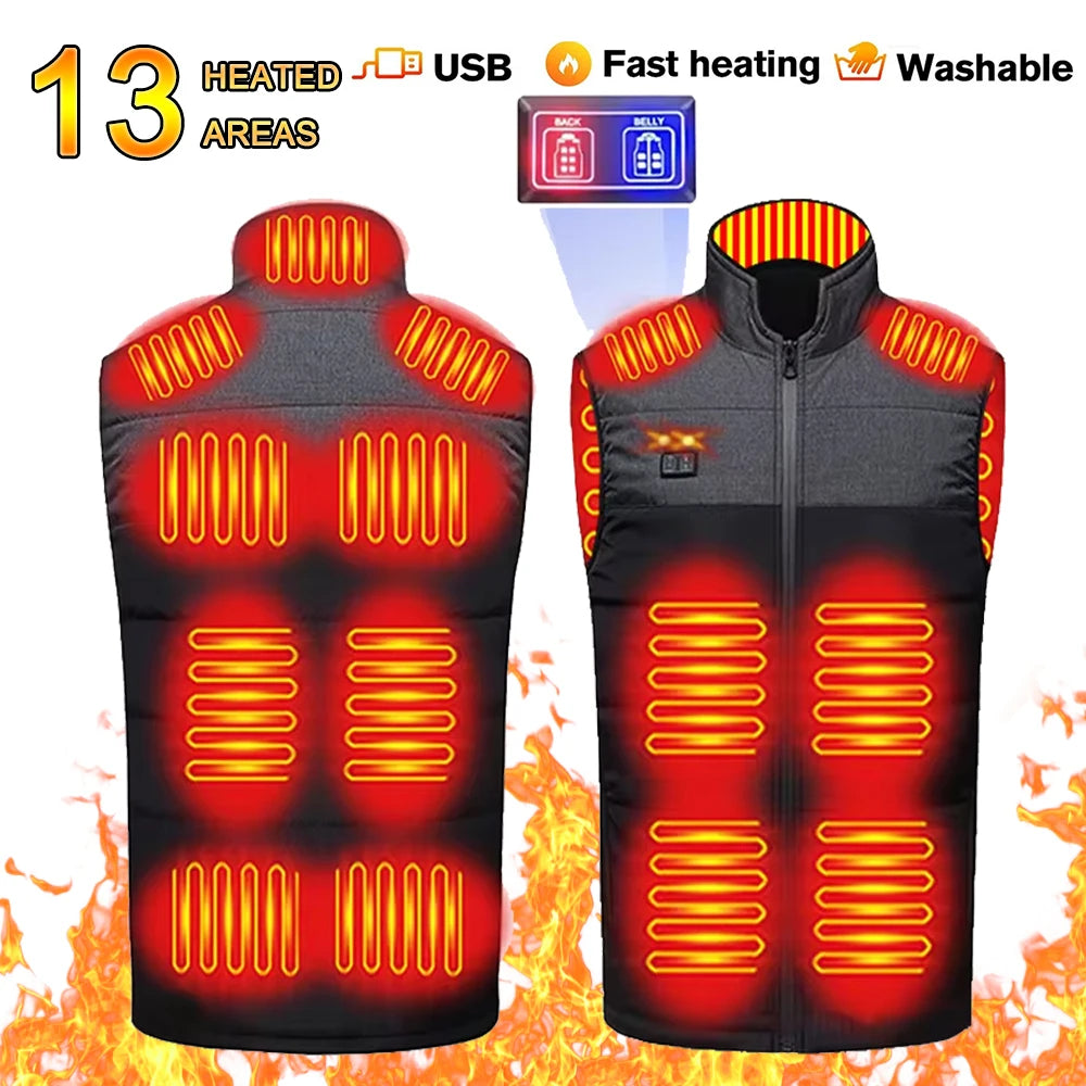 21 Area Heated Vest Jacket Women Winter Smart Heating Vest  Outdoor Flexible Thermal Clothes Winter Warm Outdoor Hiking Fishing
