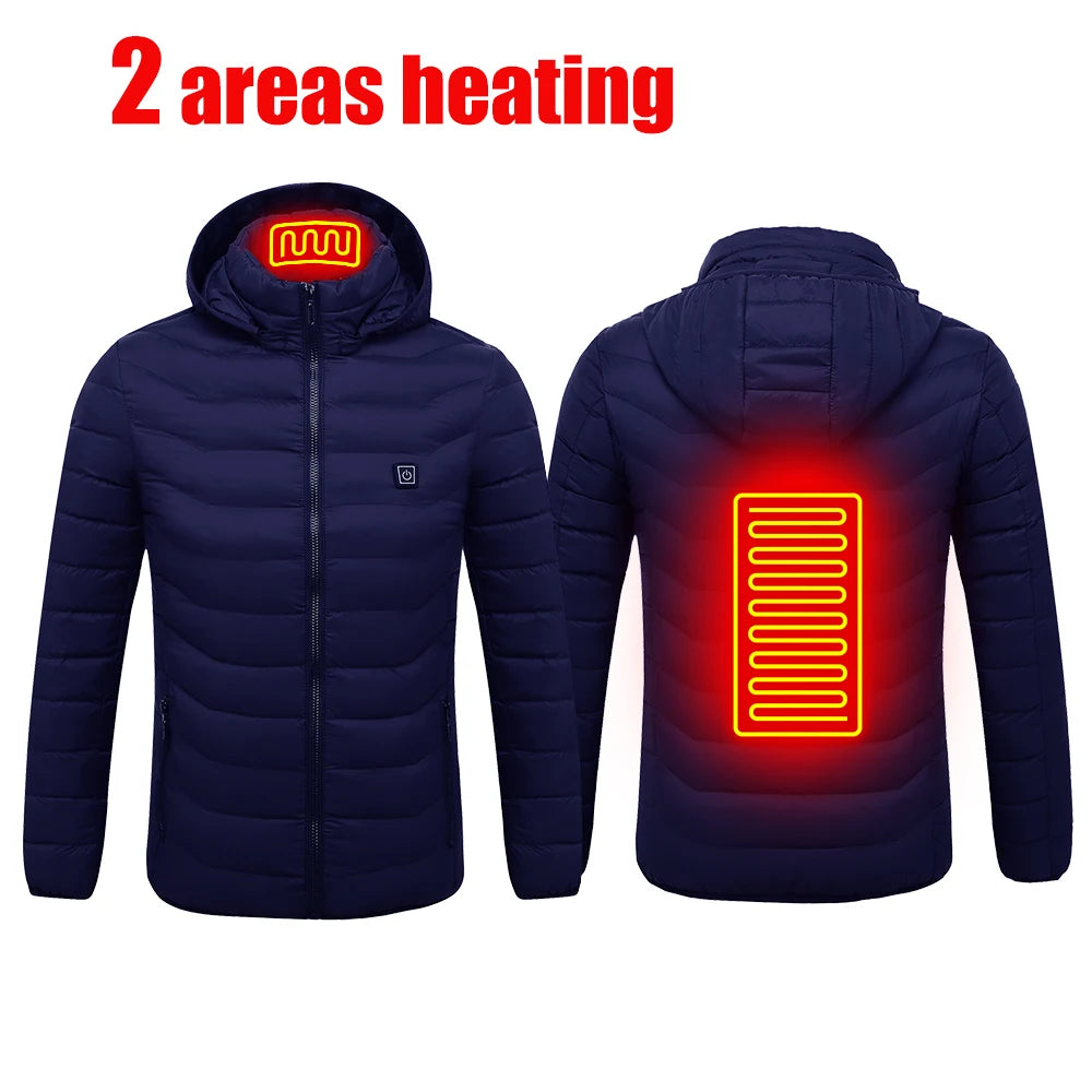 21 Areas Heated Jacket Men Electric Heating Jackets Heated Down Coat Men Women Clothing Winter Heatable Cotton Jacket
