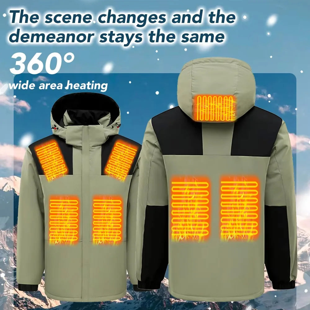 Fashion Ski Graphene Heated Jacket Couple Style Waterproof Heated Warm Coat Functional Heated Self Heating Clothes Warm Parka