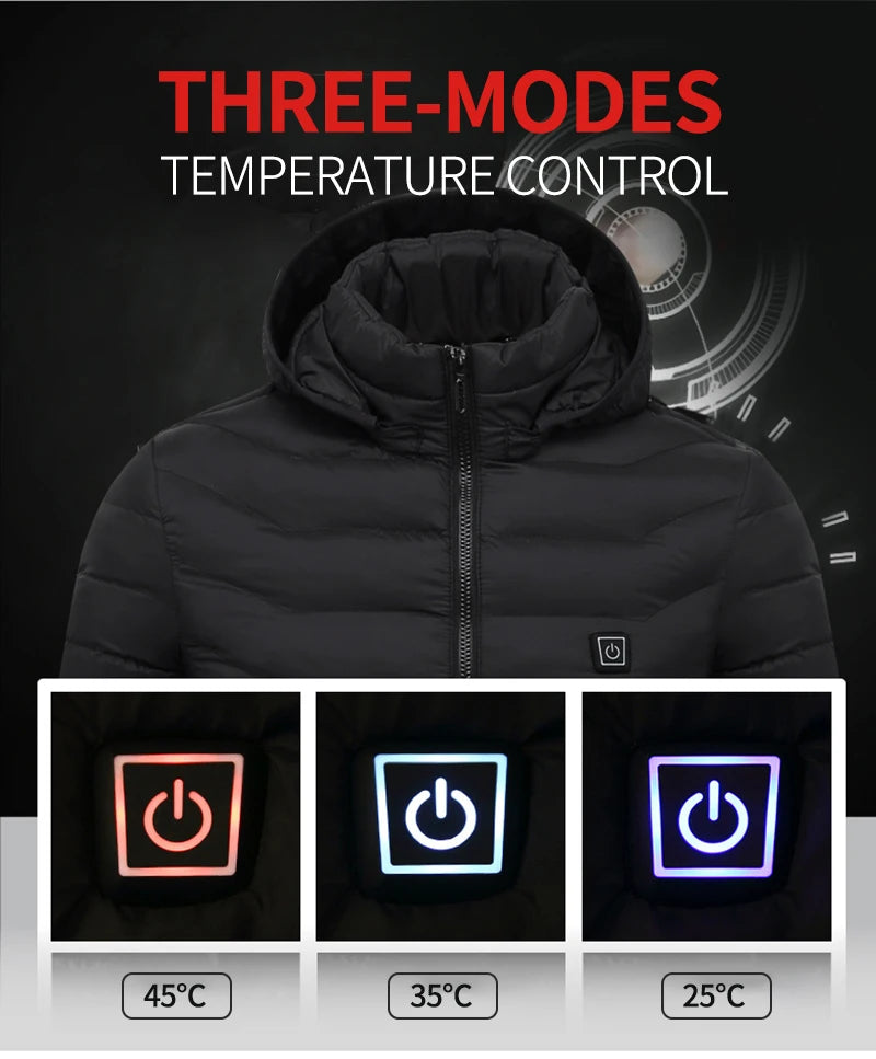21 Areas Heated Jacket Men Electric Heating Jackets Heated Down Coat Men Women Clothing Winter Heatable Cotton Jacket