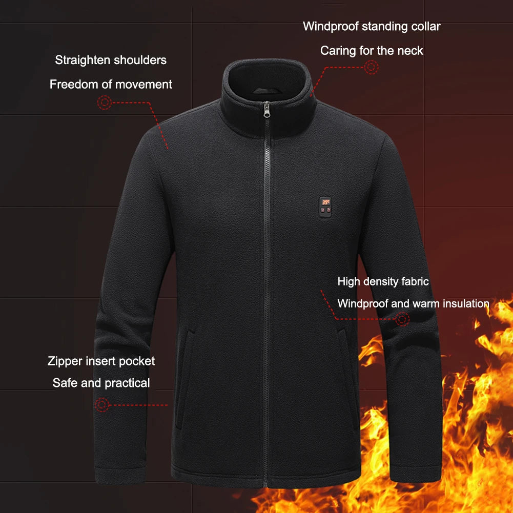 9 Heated Area Heated Jacket USB Charging Heated Insulated Jackets 3 Gear Temperature Heating Jackets Coat for Outdoor Activities