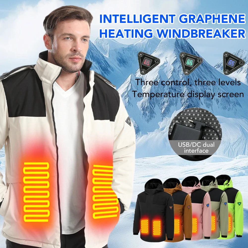 Fashion Ski Graphene Heated Jacket Couple Style Waterproof Heated Warm Coat Functional Heated Self Heating Clothes Warm Parka