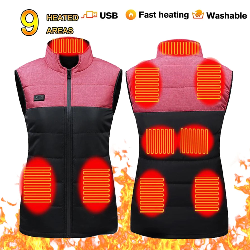 21 Area Heated Vest Jacket Women Winter Smart Heating Vest  Outdoor Flexible Thermal Clothes Winter Warm Outdoor Hiking Fishing