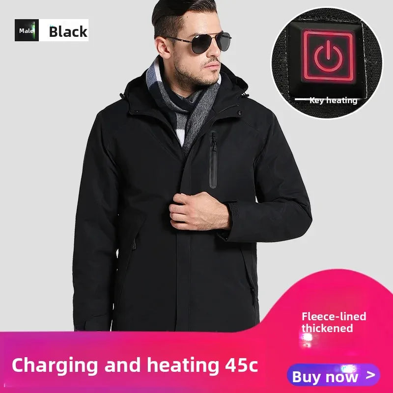 Smart Temperature Control Heating Clothes Outdoor down Jacket USB Charging Instant Heating Cotton Vest Winter Men's Wear