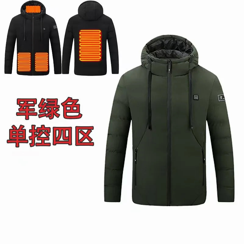 Heatable Outdoor Cotton Jacket Smart Heating Casual Winter Coat for Men And Women Thickened Polyester Fiber Zipper Closure