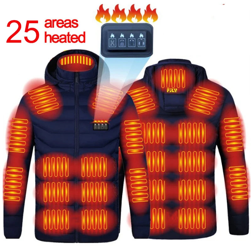 21 Areas Heated Jacket Men Electric Heating Jackets Heated Down Coat Men Women Clothing Winter Heatable Cotton Jacket