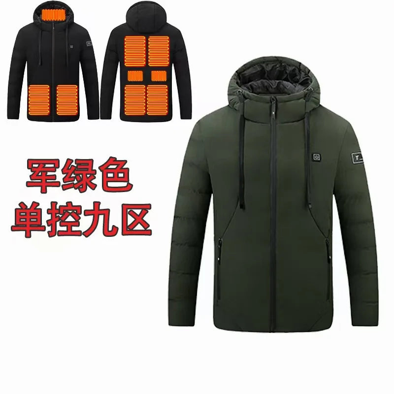 Heatable Outdoor Cotton Jacket Smart Heating Casual Winter Coat for Men And Women Thickened Polyester Fiber Zipper Closure