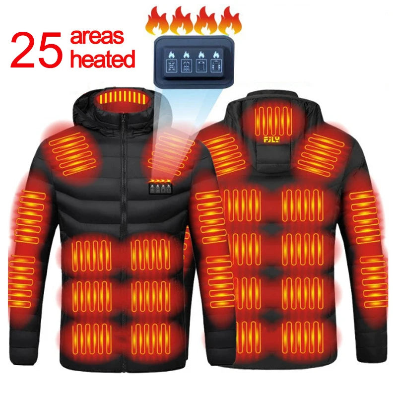 21 Areas Heated Jacket Men Electric Heating Jackets Heated Down Coat Men Women Clothing Winter Heatable Cotton Jacket