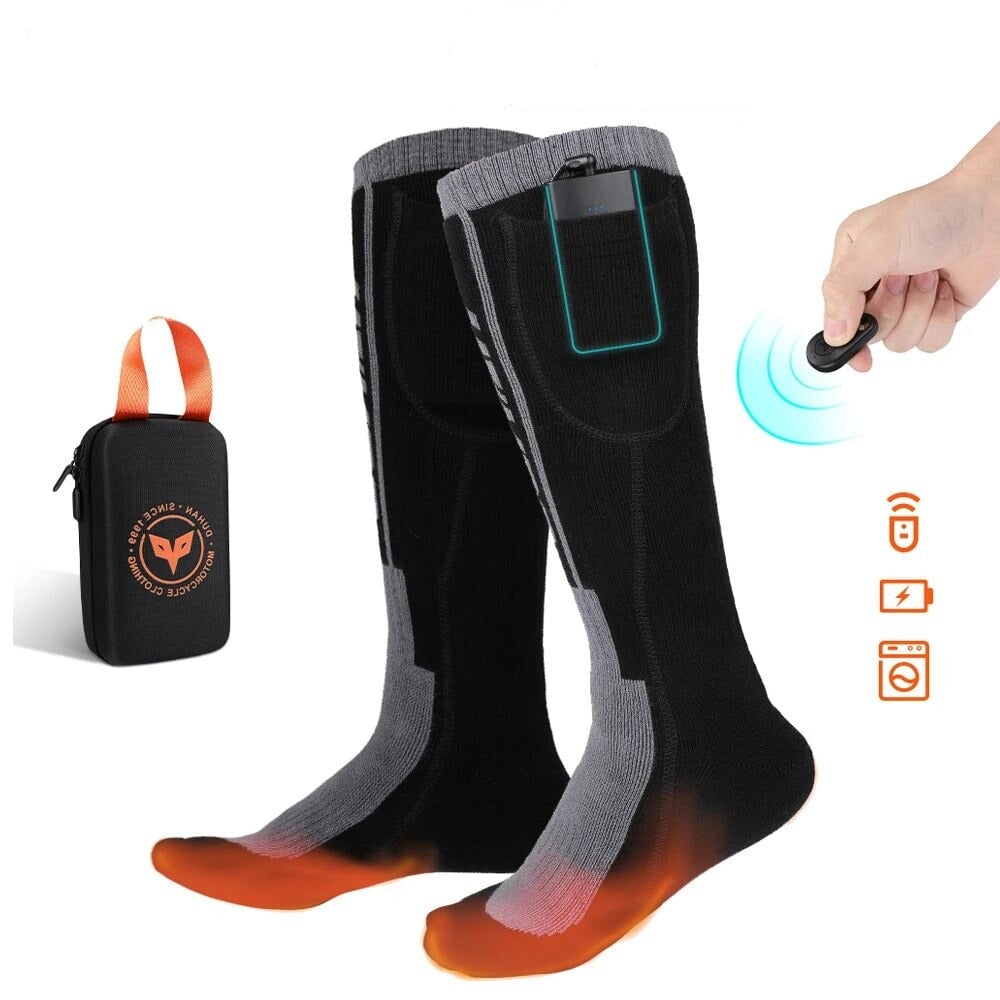 Chaussette chauffante avec télécommande — modèle noir 3,7 V, jusqu'à 8 h | VETCHAUD™