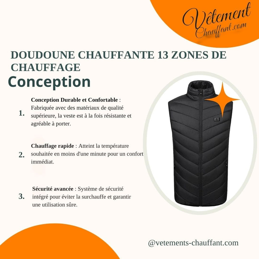 Doudoune chauffante 13 zones double contrôle – chaleur modulable | VETCHAUD™