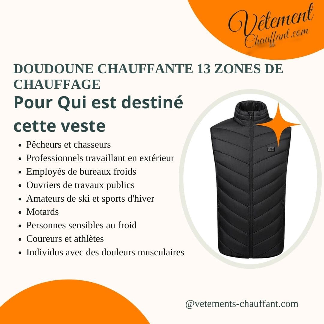 Doudoune chauffante 13 zones double contrôle – chaleur modulable | VETCHAUD™