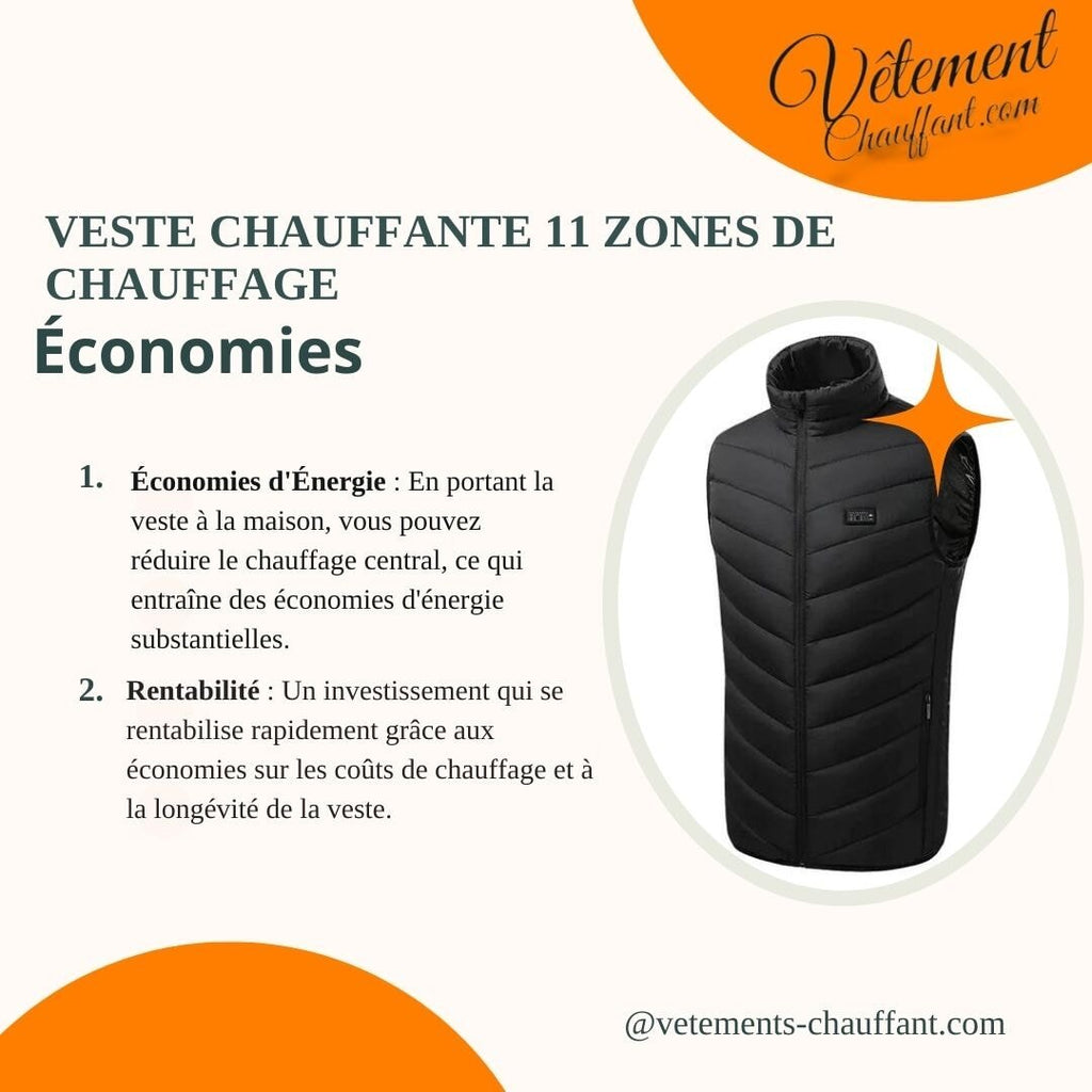 Doudoune chauffante double contrôle 11 zones – autonomie 6h | VETCHAUD™