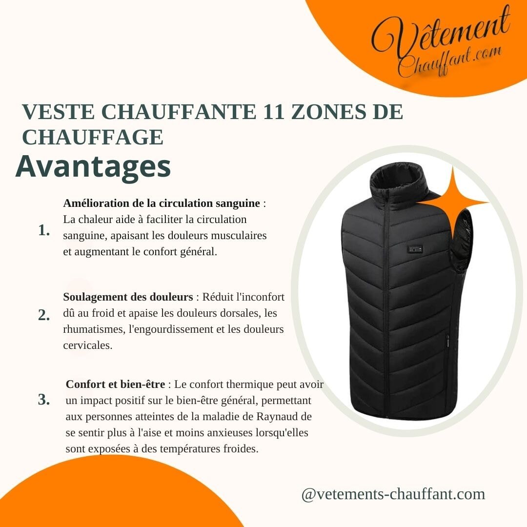 Doudoune chauffante double contrôle 11 zones – autonomie 6h | VETCHAUD™