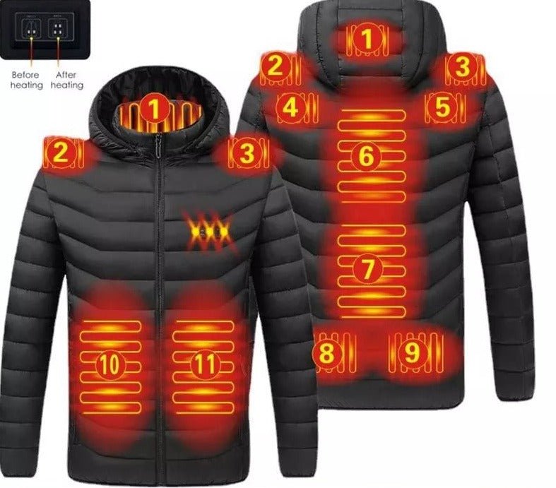 Doudoune chauffante noire 11 zones – chaleur équilibrée avant et arrière | VETCHAUD™