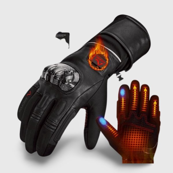 Gants chauffants en cuir pour moto