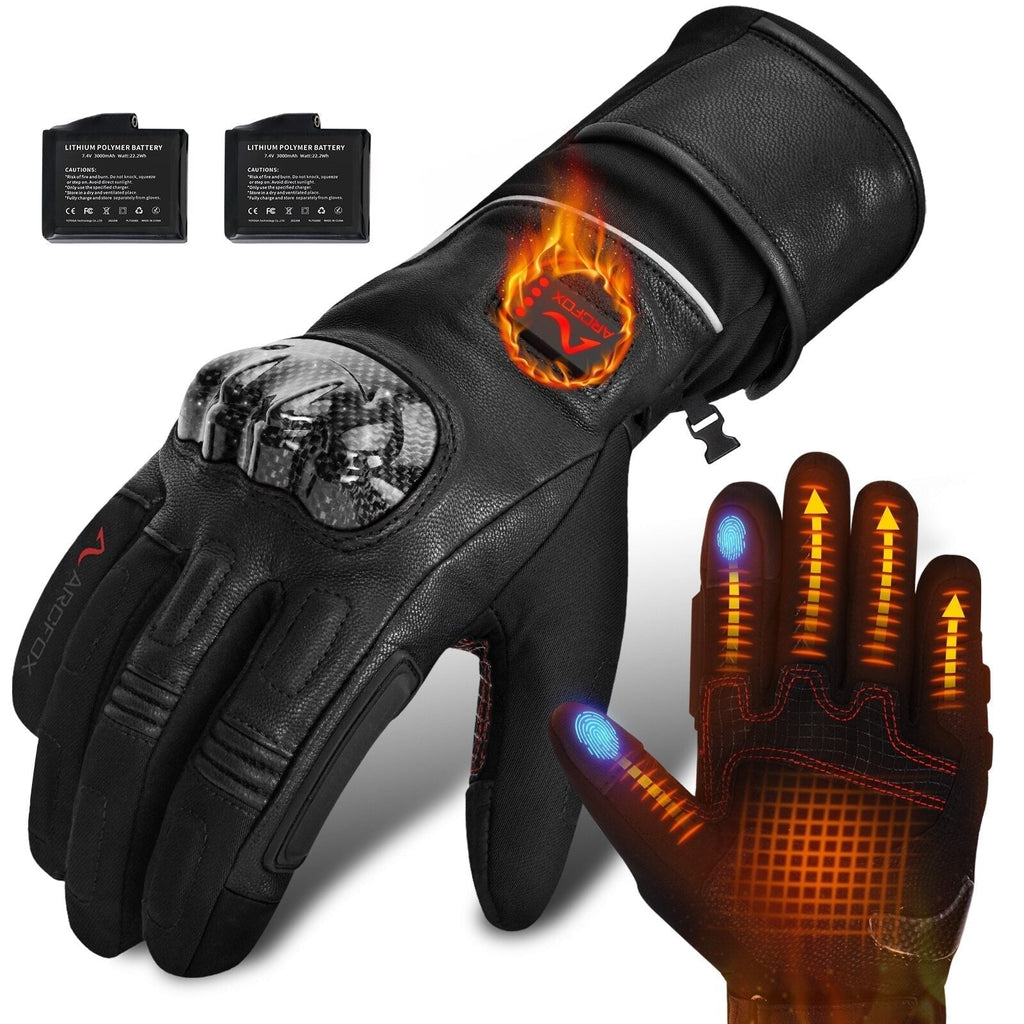 Gants chauffants en cuir pour moto