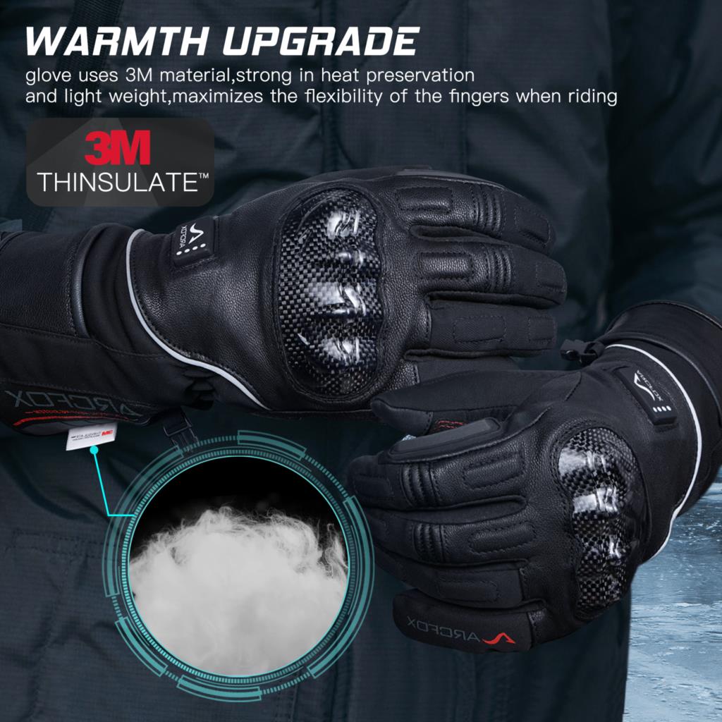 Gants chauffants en cuir pour moto