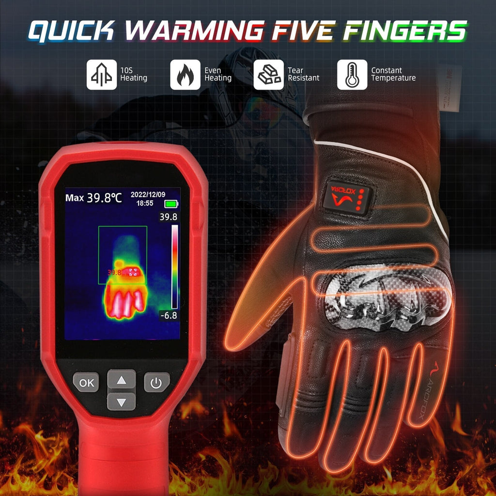 Gants chauffants en cuir pour moto