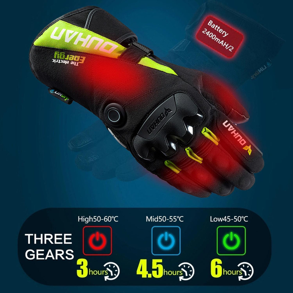 Gants moto chauffant homme