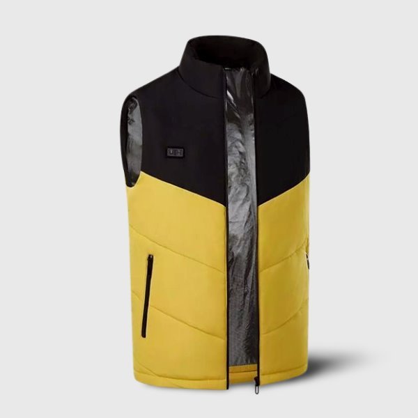 Gilet chauffant femme 9 zones double contrôle – coloris jaune et noir | VETCHAUD™