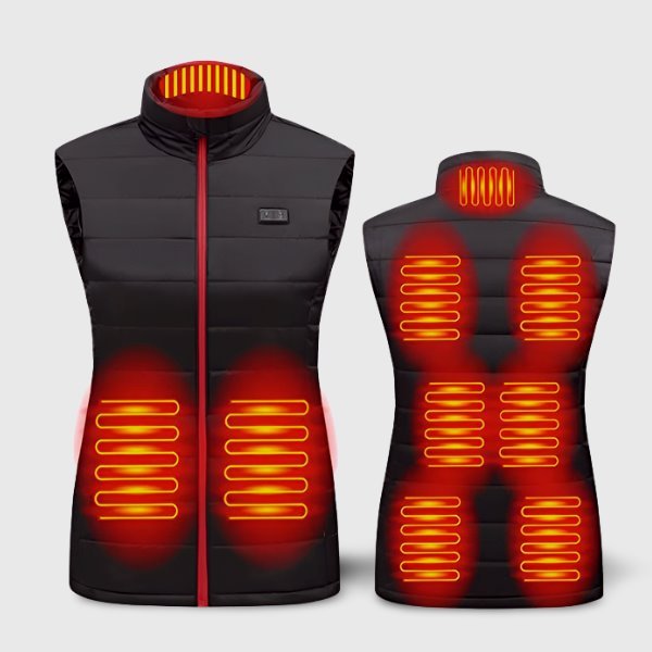 Gilet chauffant femme double contrôle en coton – 9 zones USB | VETCHAUD™