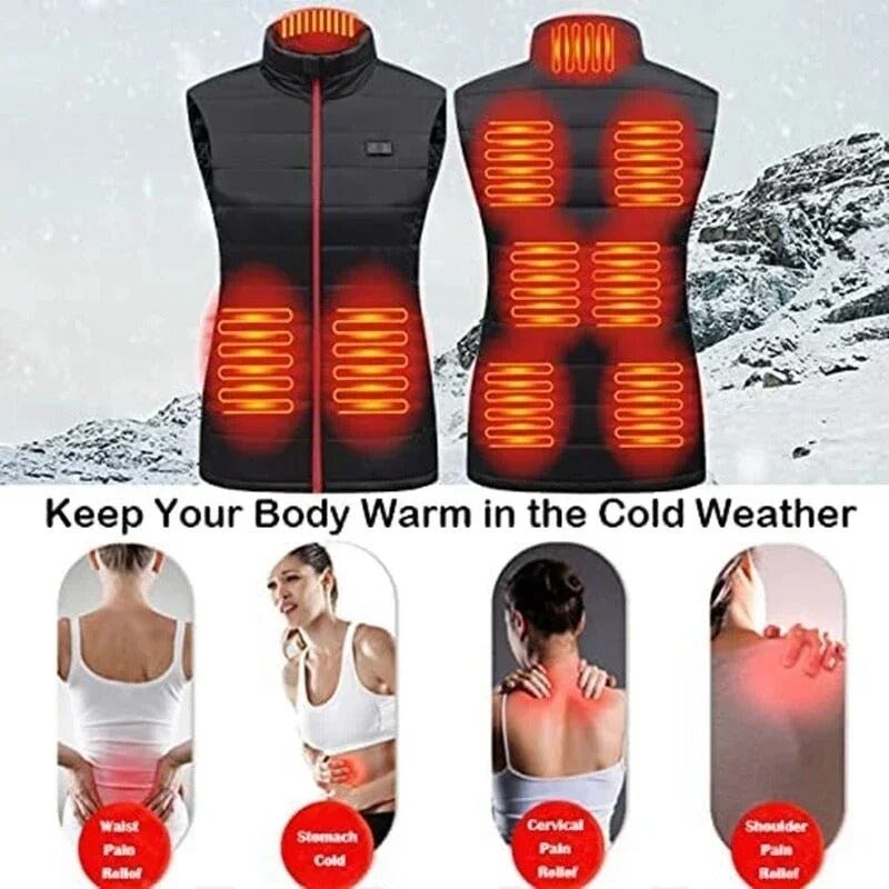 Gilet chauffant femme double contrôle en coton – 9 zones USB | VETCHAUD™