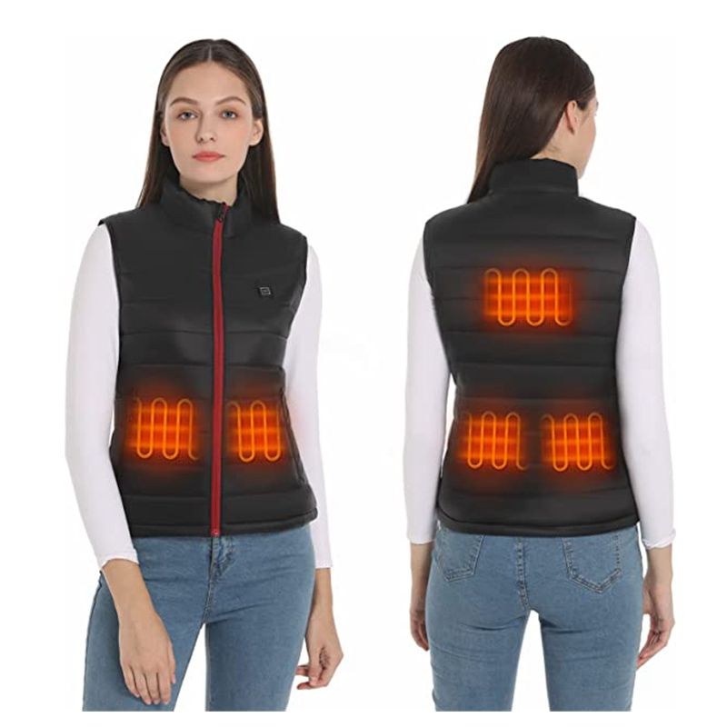 Gilet chauffant femme double contrôle en coton – 9 zones USB | VETCHAUD™