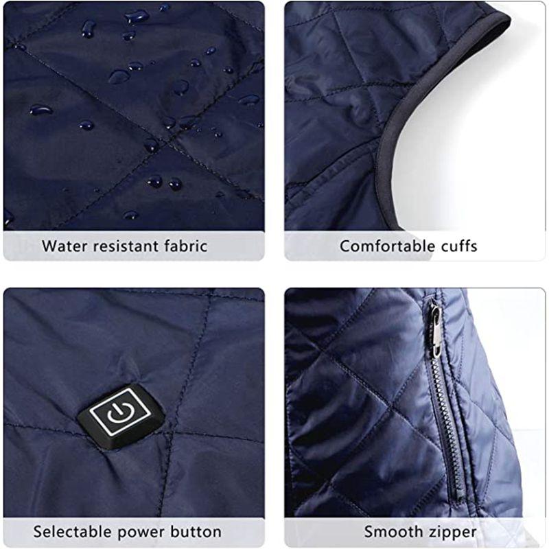 Gilet chauffant femme en coton bleu ou noir – 4 zones USB | VETCHAUD™