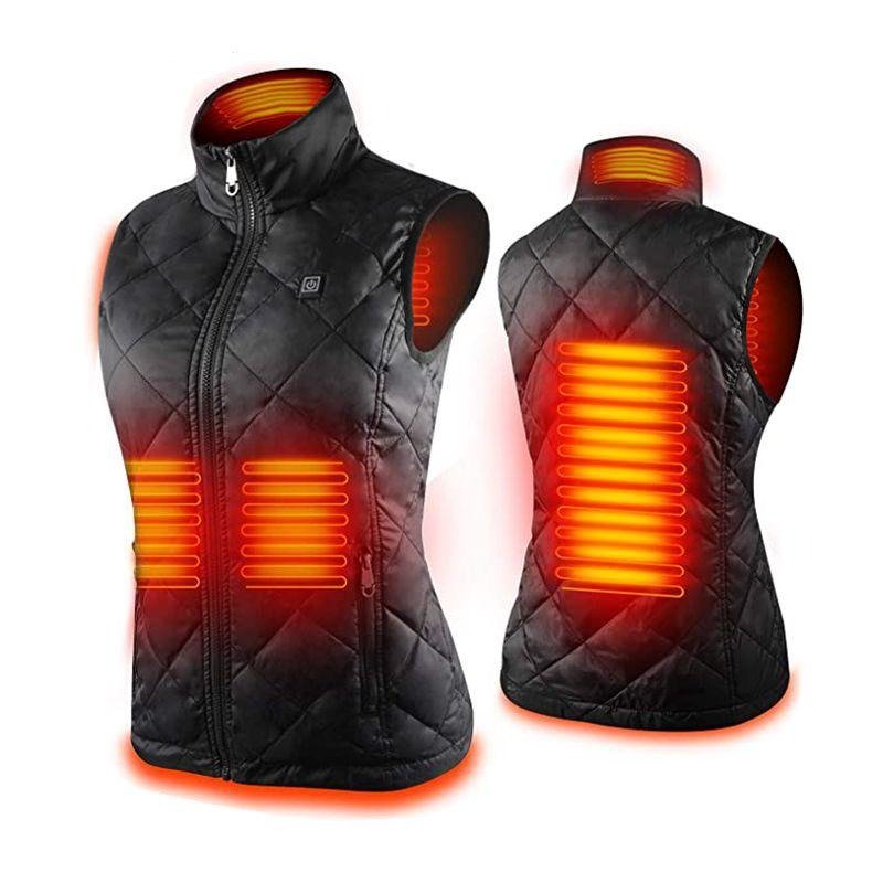 Gilet chauffant femme en coton bleu ou noir – 4 zones USB | VETCHAUD™